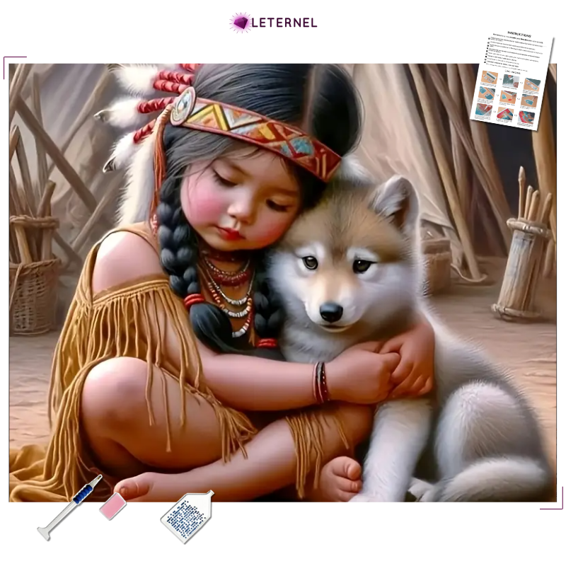 Broderie Diamant - Amitié husky