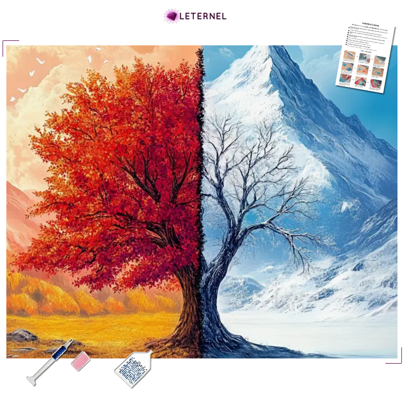 Broderie Diamant - Arbre automne/hiver