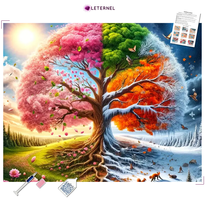 Broderie Diamant - Arbre des saisons