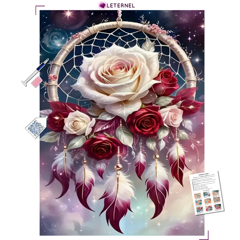 Broderie Diamant - Attrape rêve roses