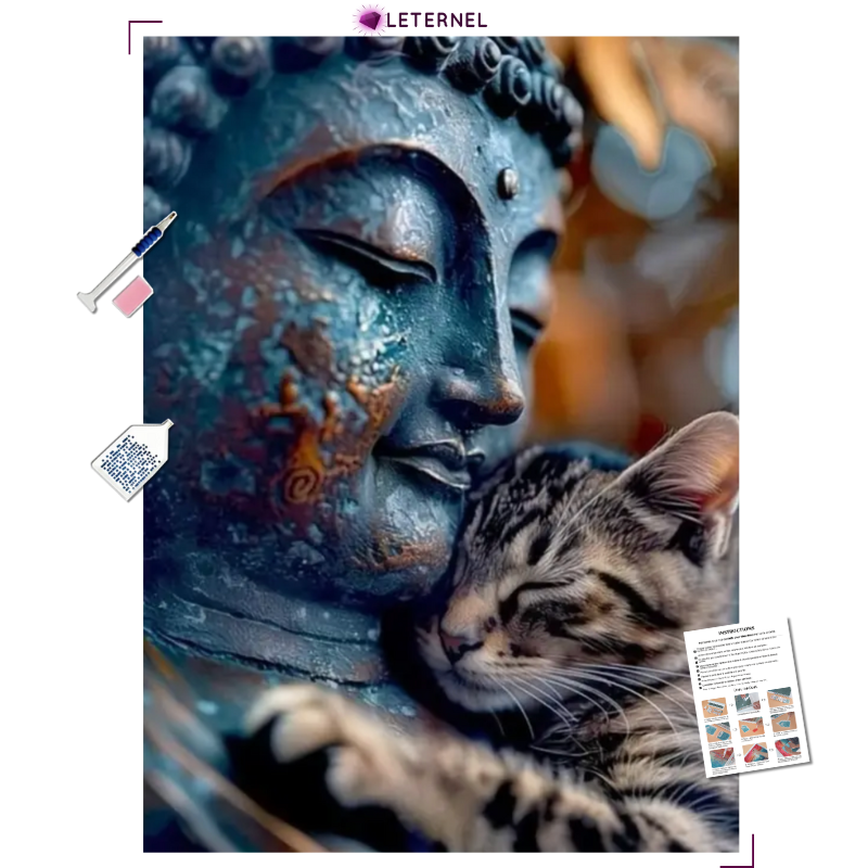 Broderie Diamant - Bouddha chat