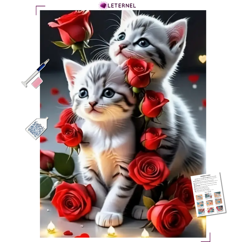 Broderie Diamant - Chatons roses rouges