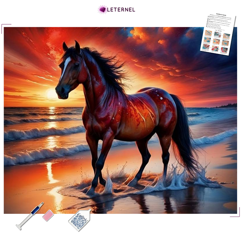 Broderie Diamant - Cheval mer