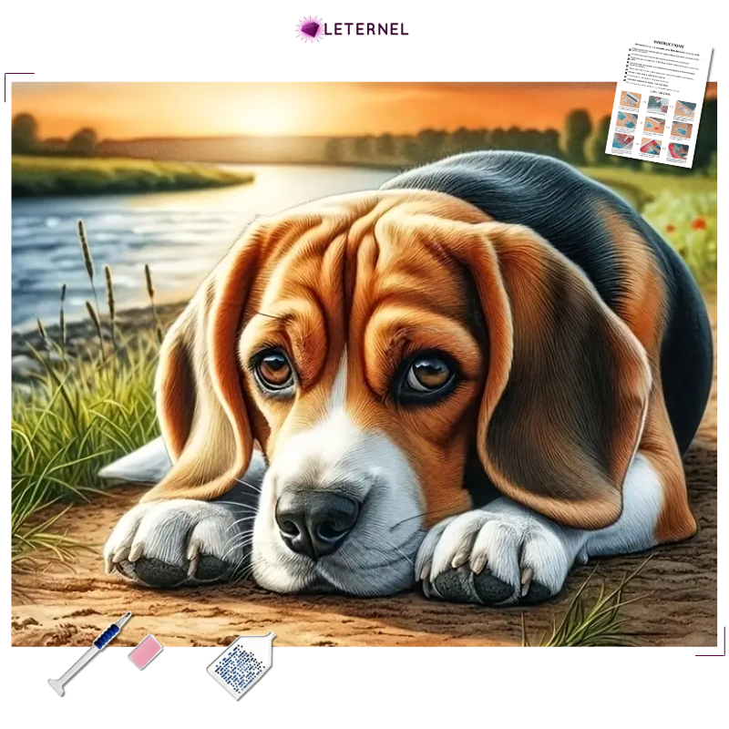 Broderie Diamant - Chien Beagle