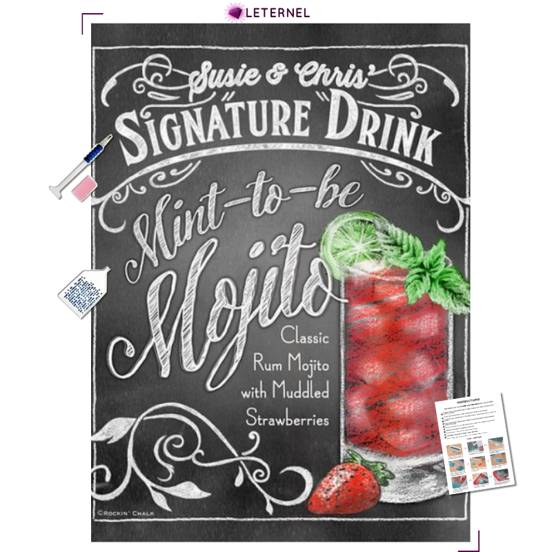 Broderie Diamant - Affiche cocktail