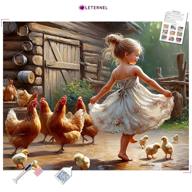 Broderie Diamant - Danse poules