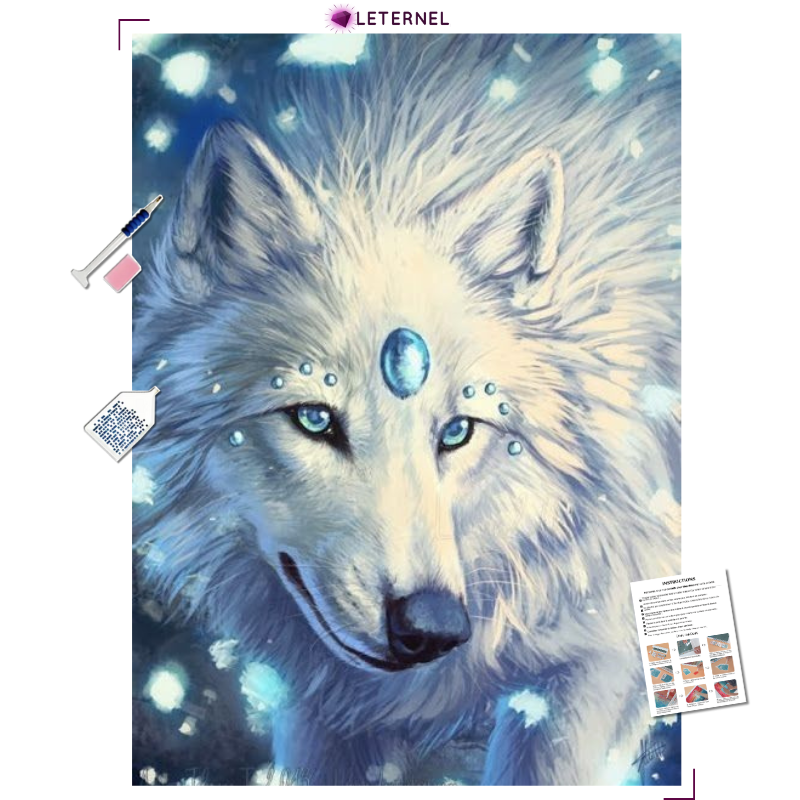 Broderie Diamant - Dessin loup diamant