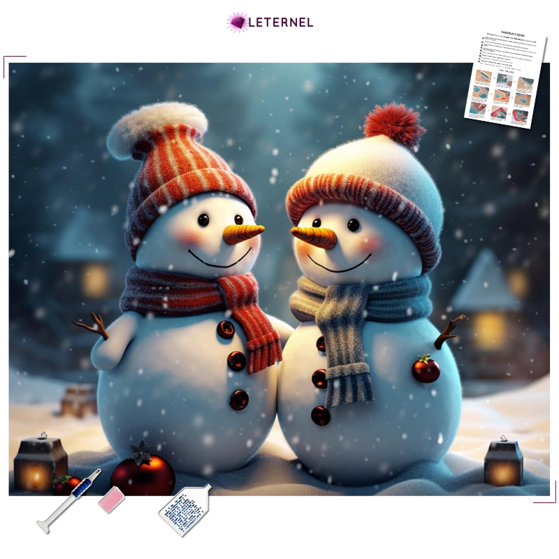 Broderie Diamant - Duo bonhomme de neige