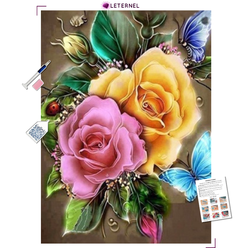 Broderie Diamant - Duo roses