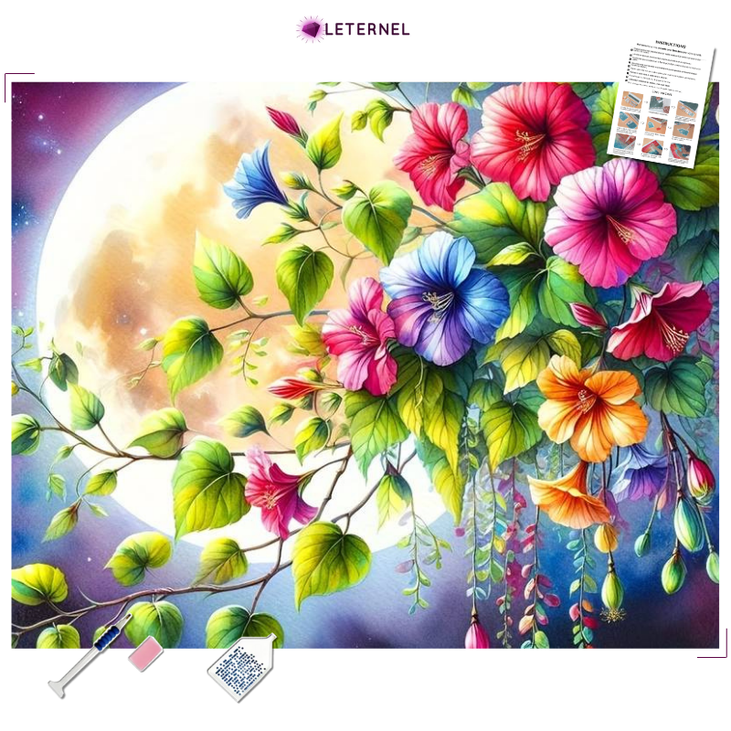 Broderie Diamant - Fleurs lune