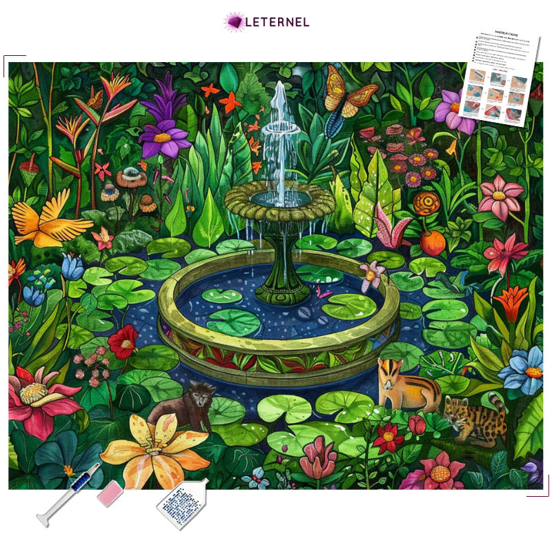 Broderie Diamant - Fontaine plantes