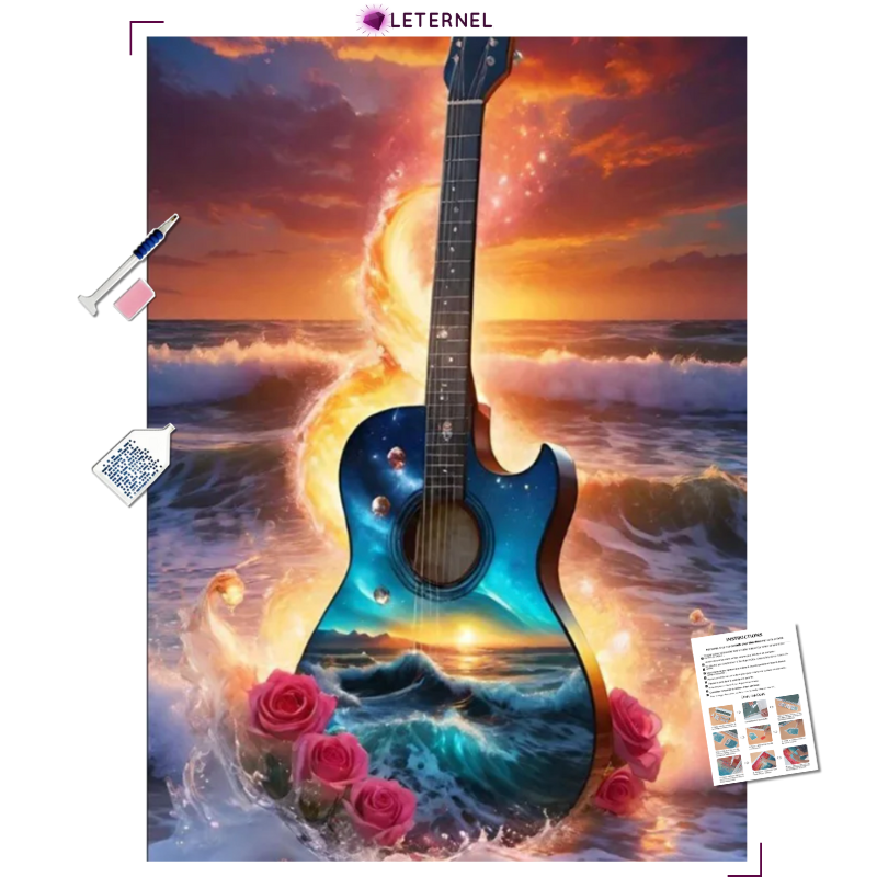 Broderie Diamant - Guitare mer