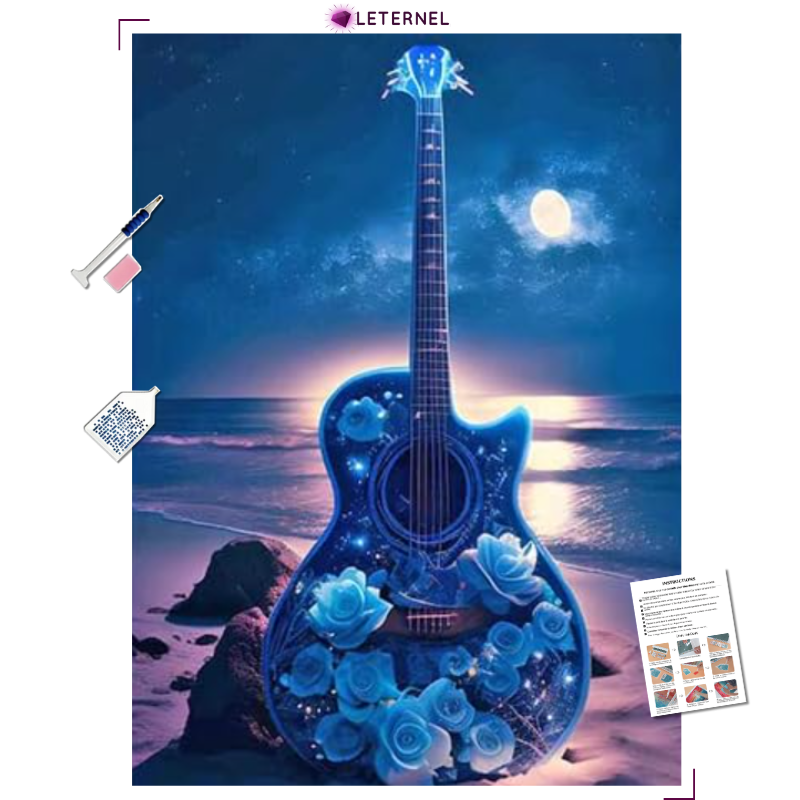 Broderie Diamant - Guitare plage