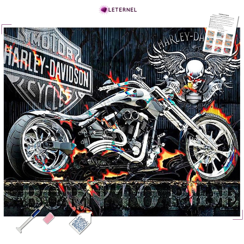 Broderie Diamant - Harley Davidson