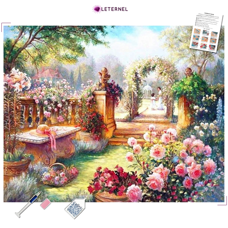 Broderie Diamant - Jardin fleuri