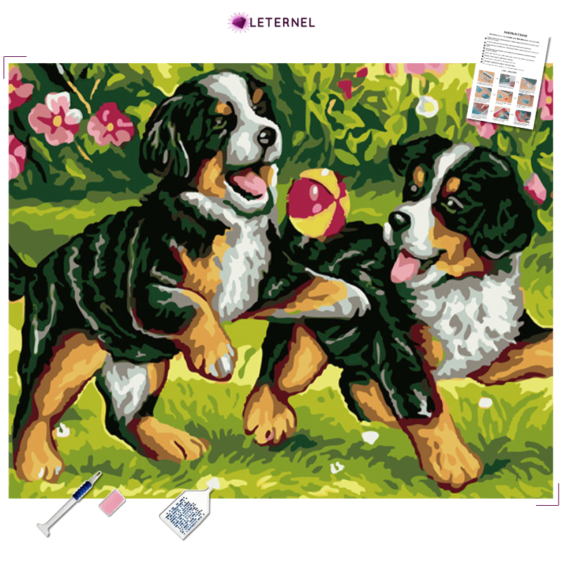 Broderie Diamant - Jeu chiots