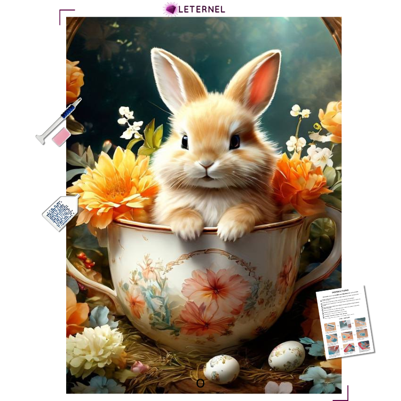 Broderie Diamant - Lapin tasse