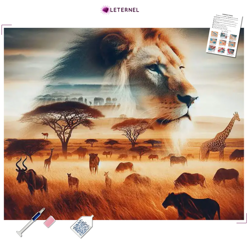 Broderie Diamant - Lion savane