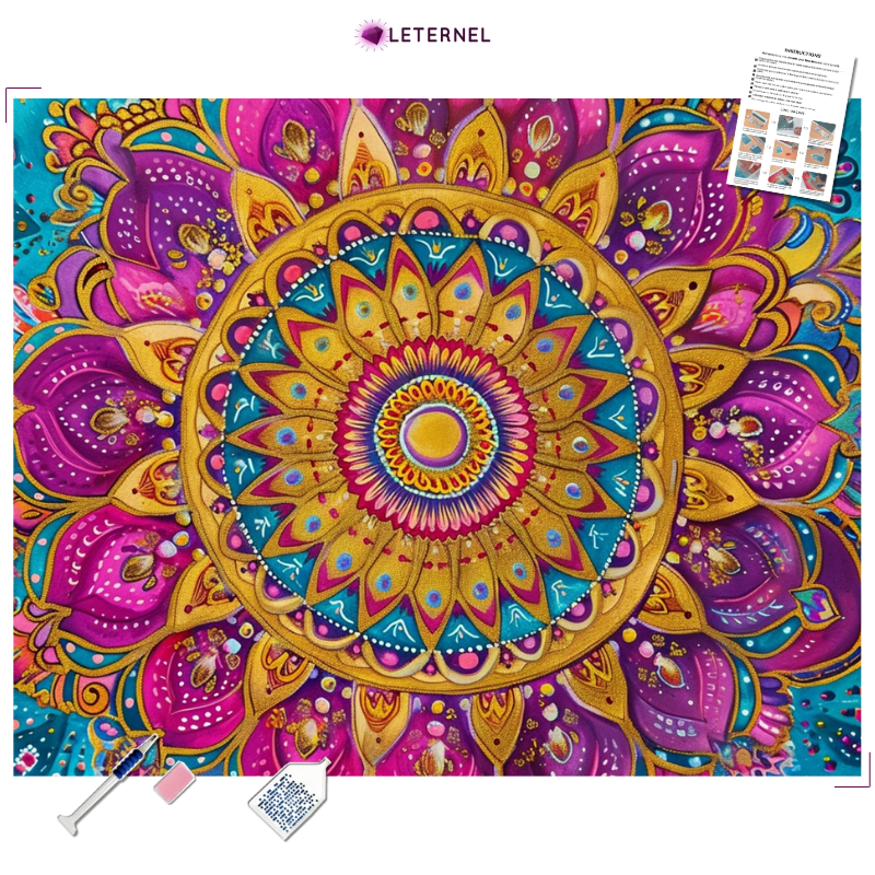 Broderie Diamant - Mandala dorée