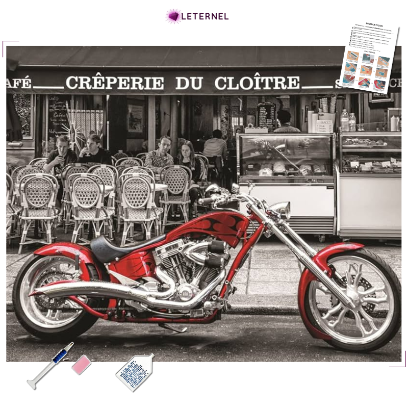 Broderie Diamant - Moto crêperie