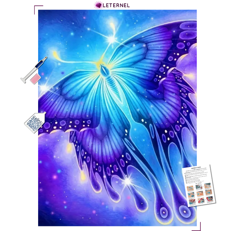 Broderie Diamant - Papillon bleu