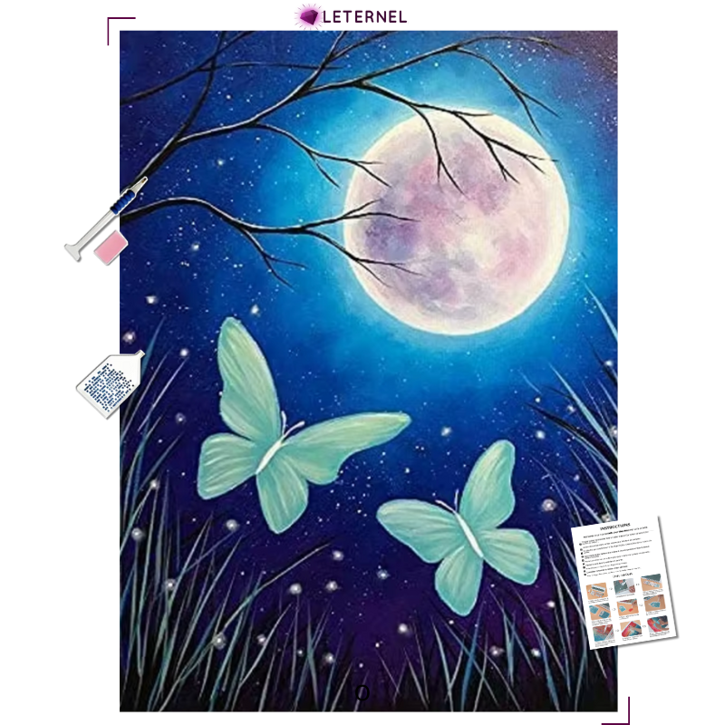 Broderie Diamant - Papillons lune