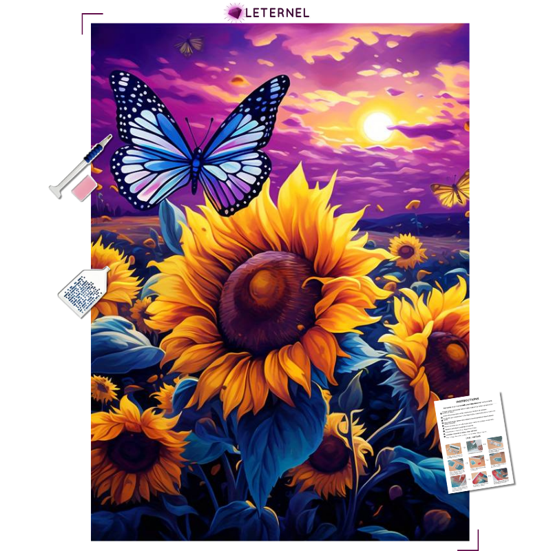 Broderie Diamant - Papillon tournesol