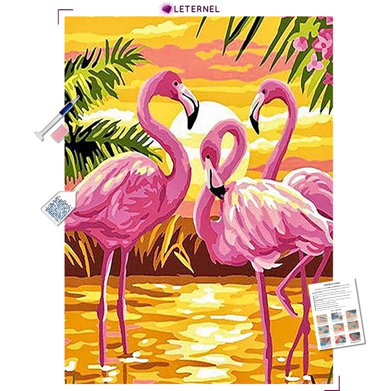 Broderie Diamant - Peinture flamants roses