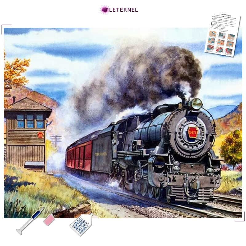 Broderie Diamant - Peinture locomotive