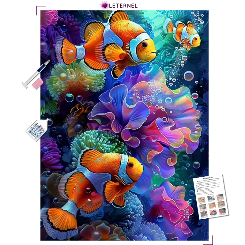 Broderie Diamant - Poissons clown