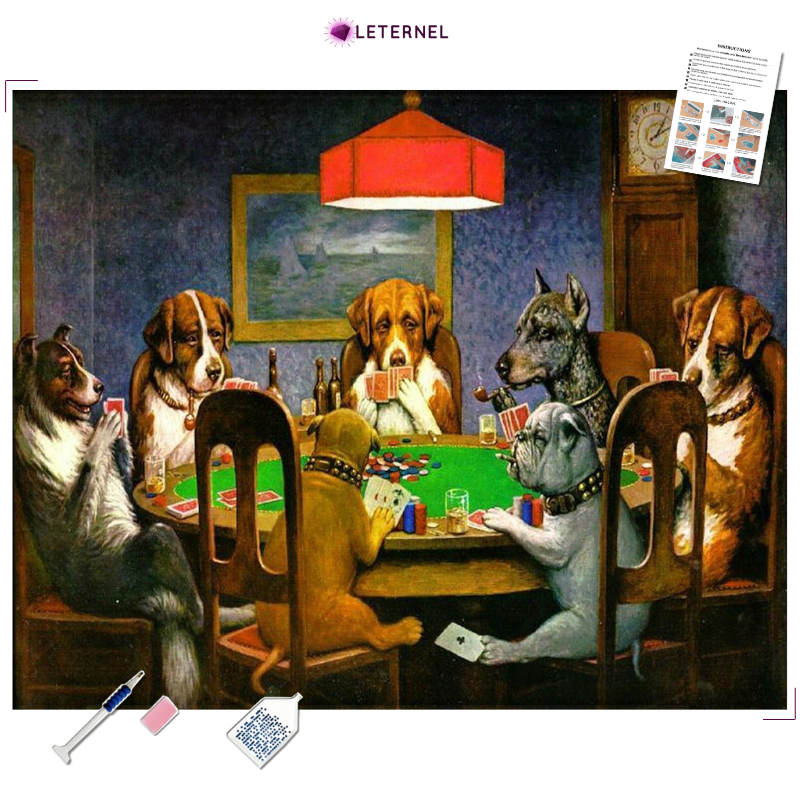 Broderie Diamant - Poker chiens