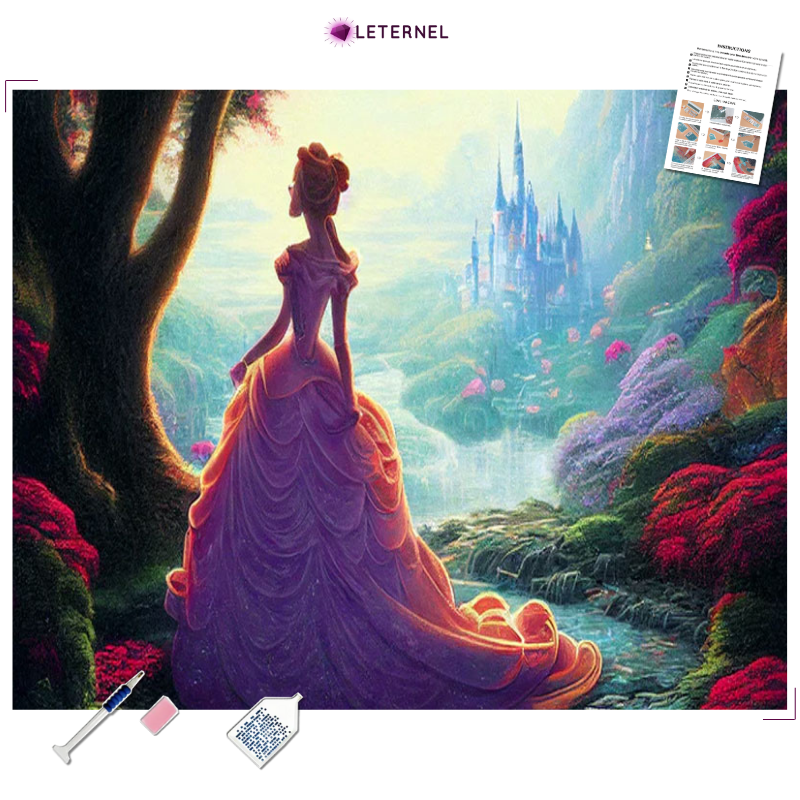 Broderie Diamant - Princesse robe rose