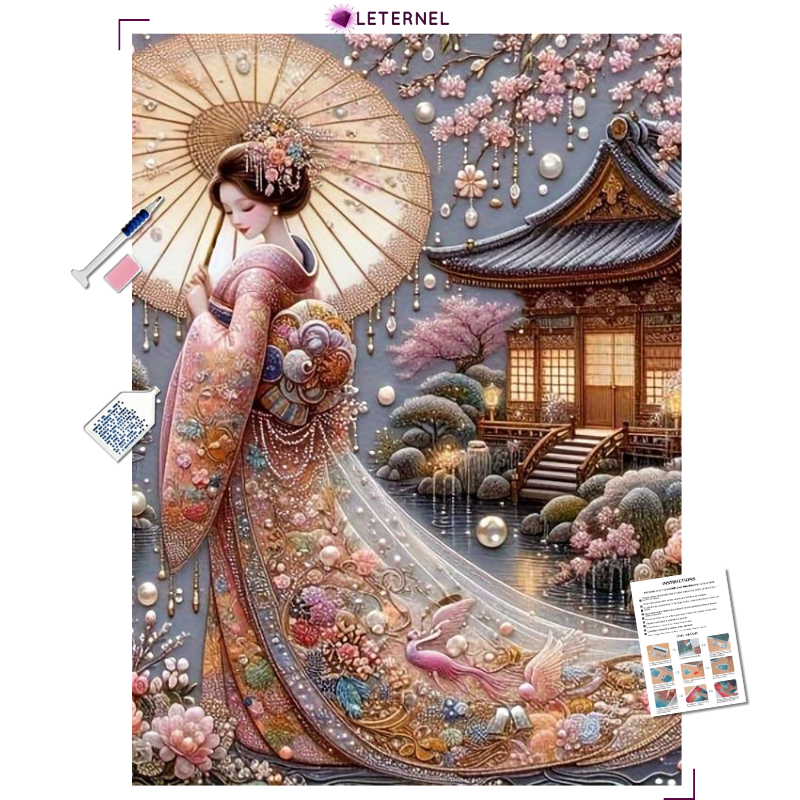 Broderie Diamant - Représentation Geisha