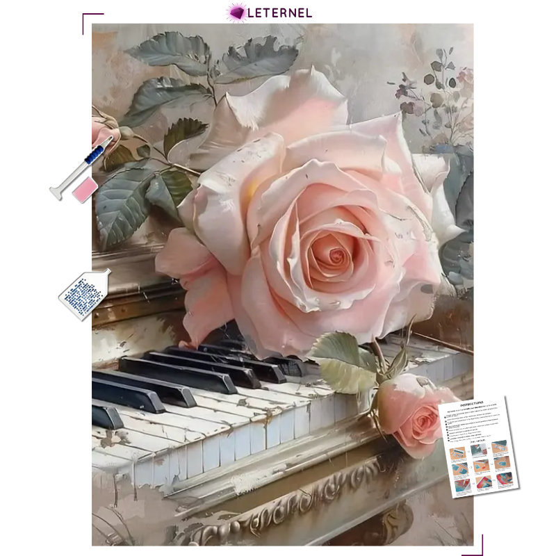 Broderie Diamant - Rose piano