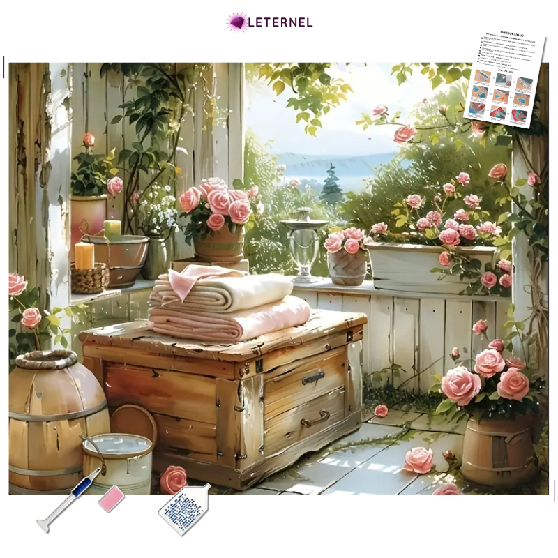 Broderie Diamant - Salle de bain romantique