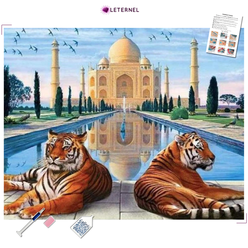 Broderie Diamant - Tigres Taj Mahal