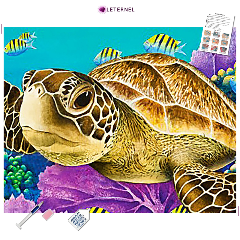 Broderie Diamant - Tortue de mer