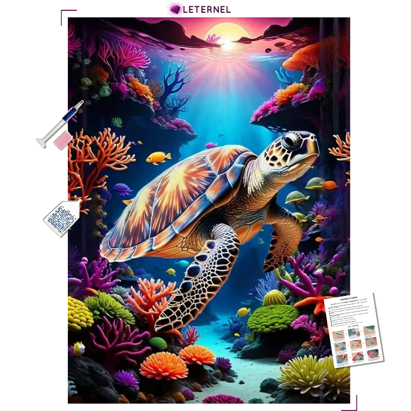 Broderie Diamant - Tortue de mer