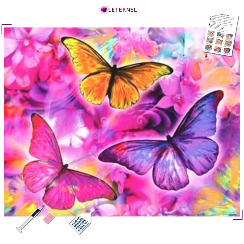 Broderie Diamant - Trio papillons