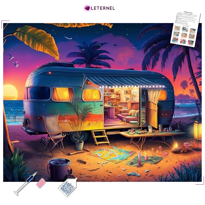 Broderie Diamant - Camping car plage