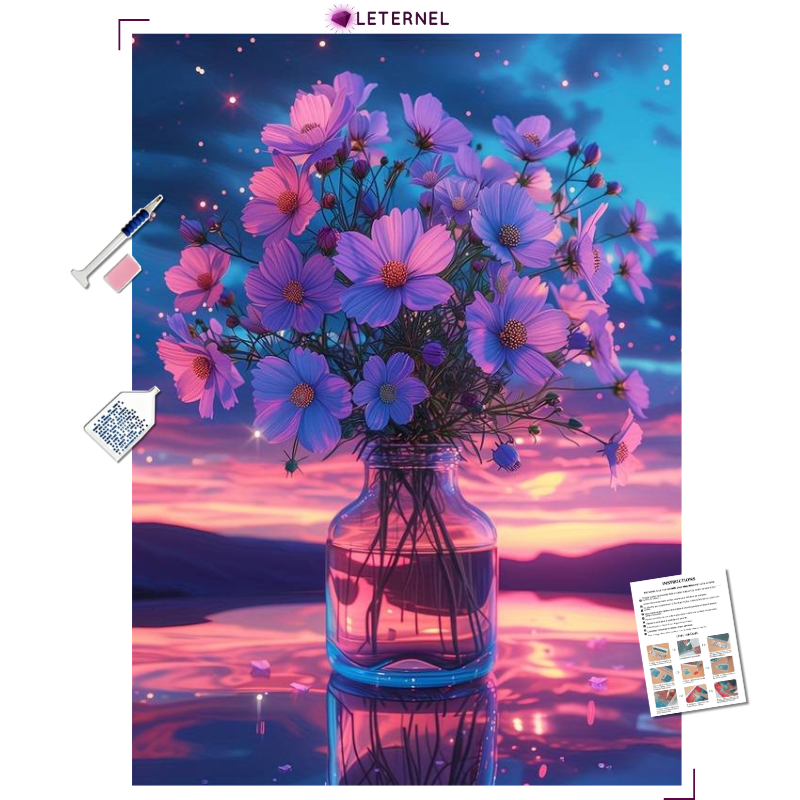 Broderie Diamant - Paysage bouquet